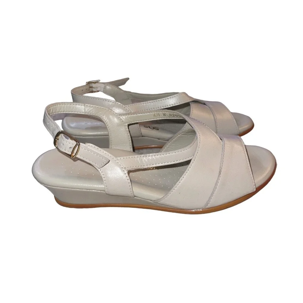 SAS Leather Adjustable Strap Comfort Sandals Shoes Women's Sz 6.5W Cream Ivory - Picture 7 of 16